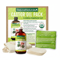Castor Oil Pack Kit: Organic Oil, Cotton Compress & Pads