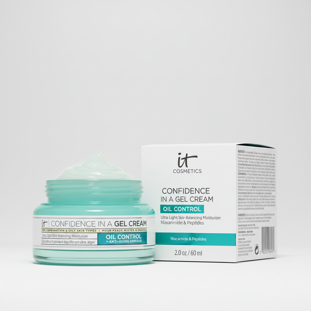 IT Cosmetics Confidence Gel Cream: Oil Control Moisturizer - Niacinamide & Peptides - 2.0 oz