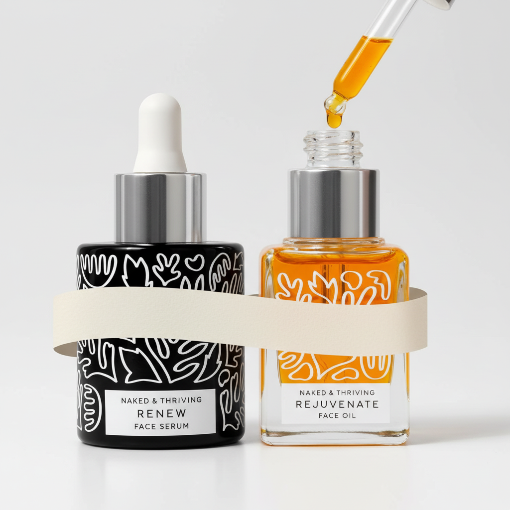 Naked & Thriving Night Set: Serum/Oil (30/35mL) Hyaluronic Acid & AHAs