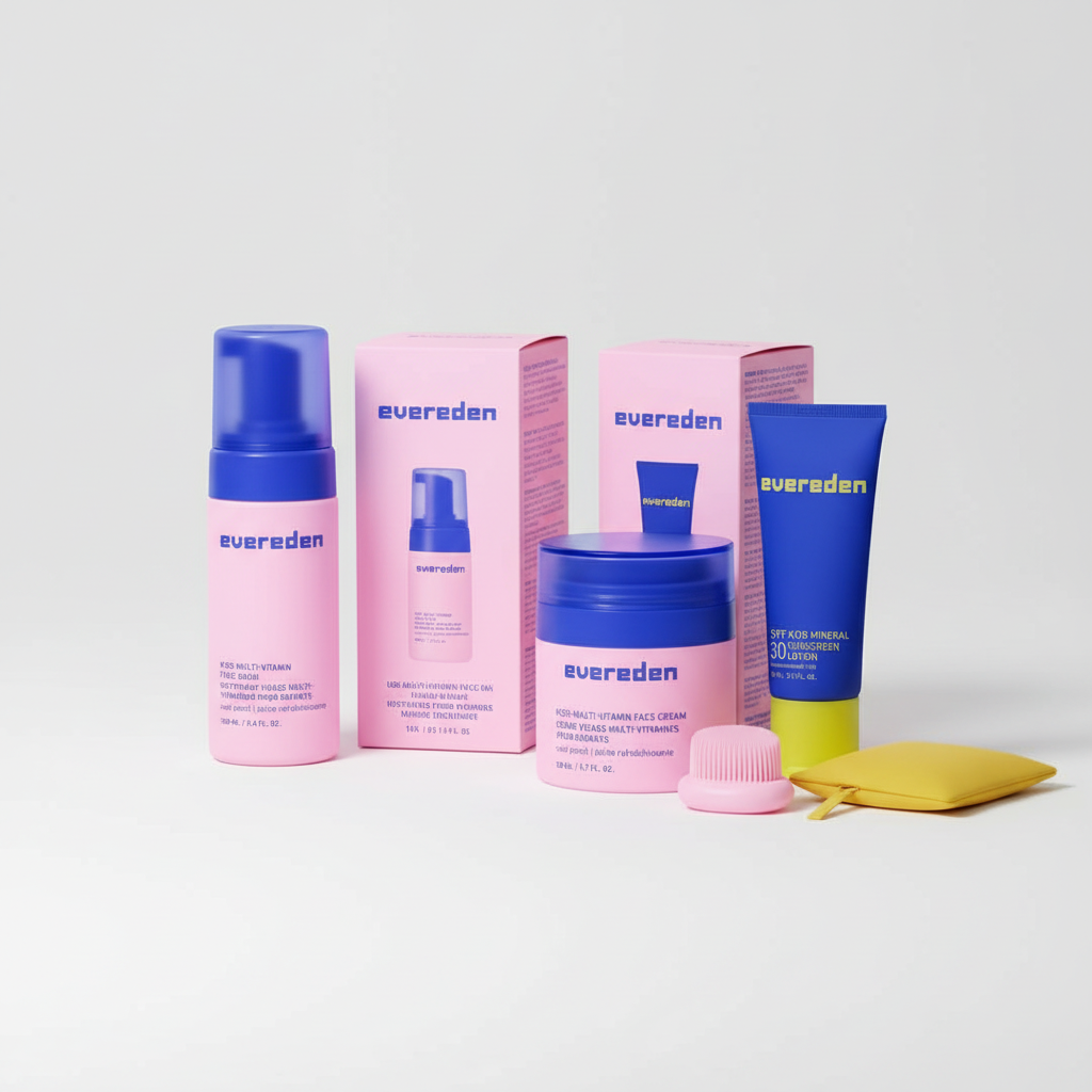 Evereden Kids 1-2-3 Skincare: Face Wash, Cream & SPF 30 - Vegan & Gentle