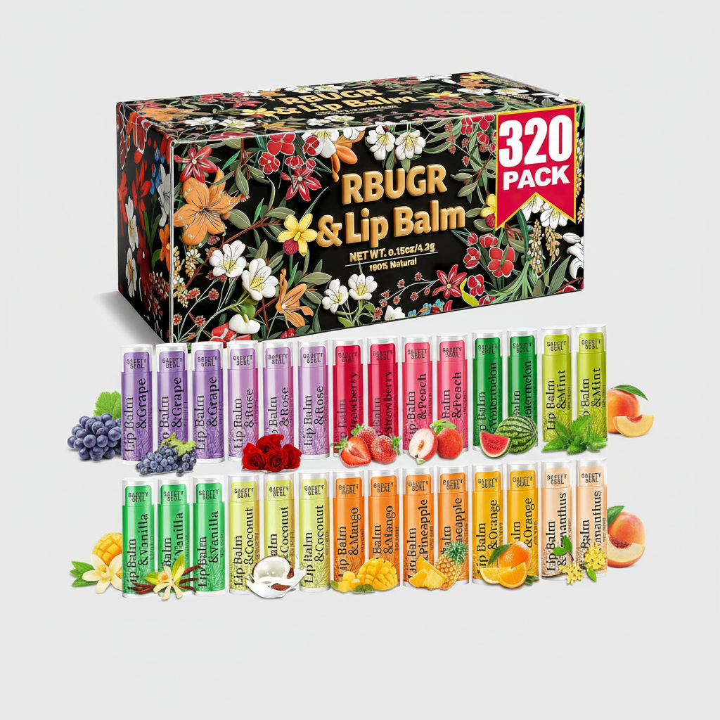 Lip Balm Bulk: 320 Natural Moisturizing Organic Flavors 4.2g