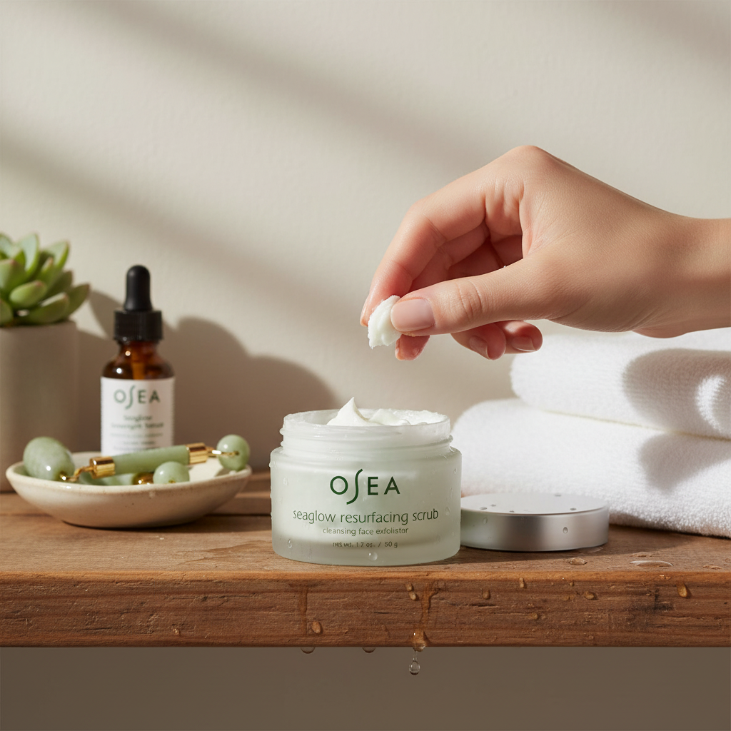 OSEA Seaglow Cleanser & Scrub 1.7oz - 2-in-1 Exfoliator - All Skin Types - Vegan
