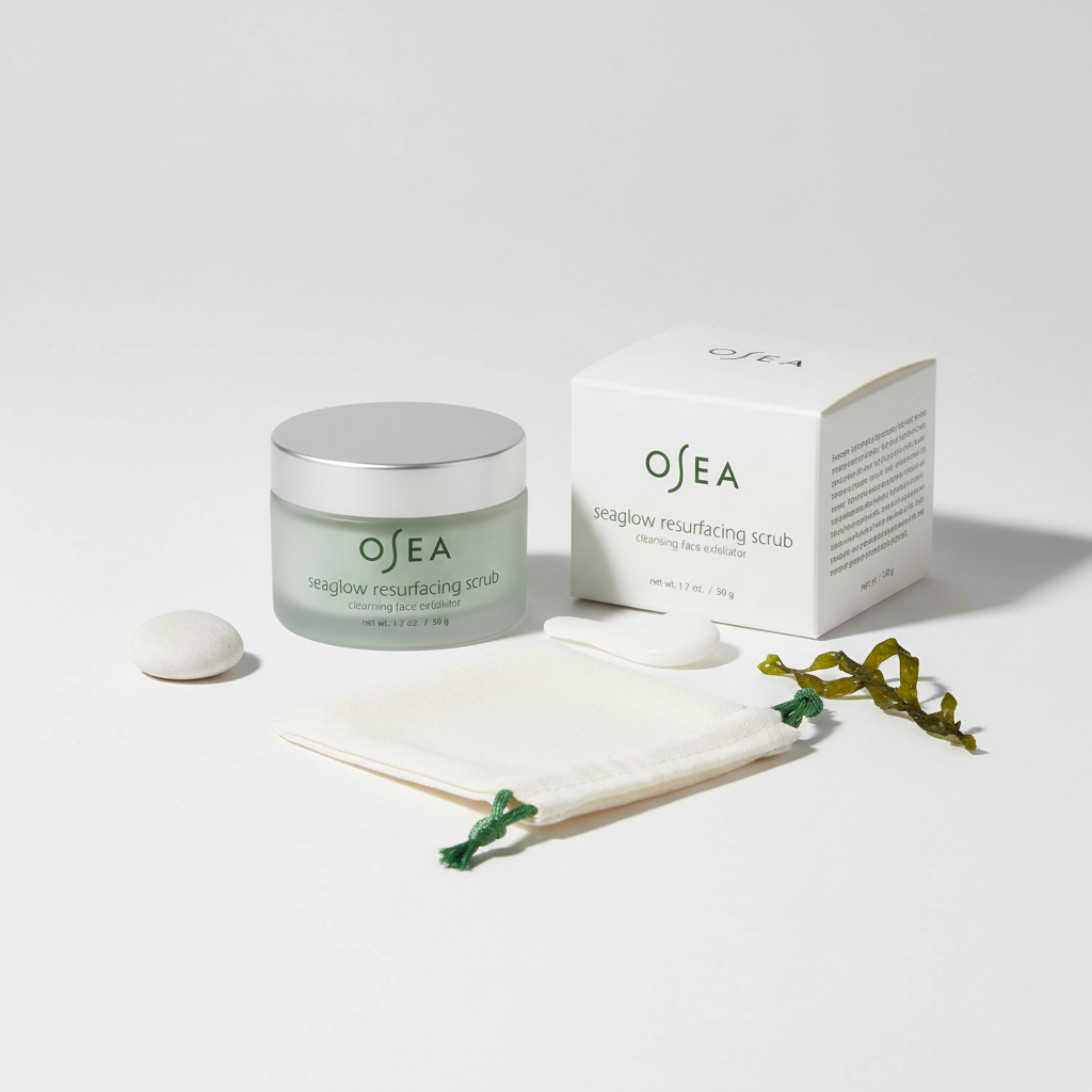 OSEA Seaglow Cleanser & Scrub 1.7oz - 2-in-1 Exfoliator - All Skin Types - Vegan