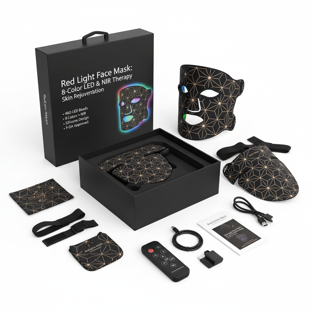 Red Light Face Mask: 8-Color LED & NIR Therapy / Skin Rejuvenation