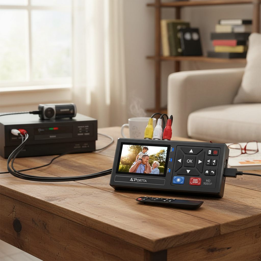 Portta VHS to Digital Converter. VHS/VCR/DVD/Hi8. USB Capture.