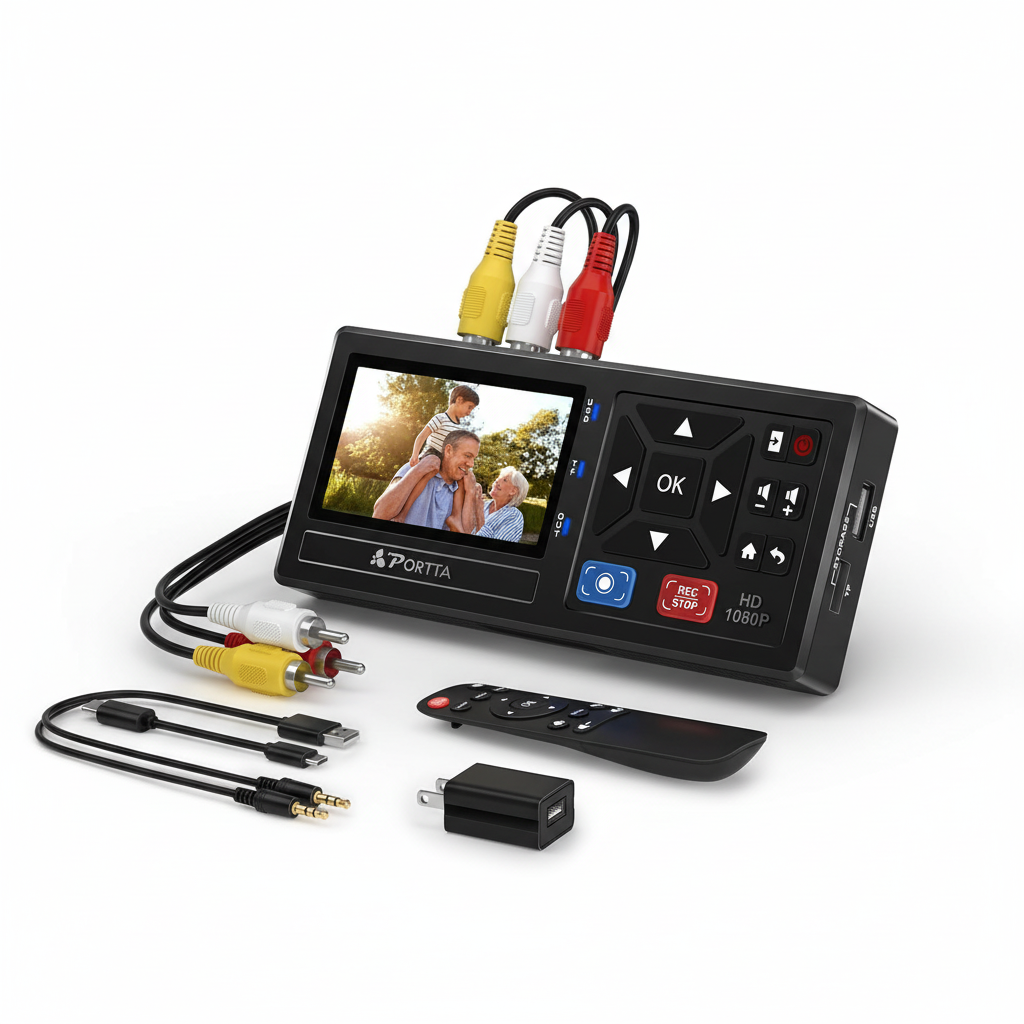 Portta VHS to Digital Converter. VHS/VCR/DVD/Hi8. USB Capture.