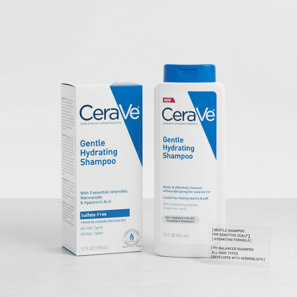 CeraVe Gentle Hydrating Shampoo 12oz: Ceramides, Niacinamide, Hyaluronic Acid, Sulfate-Free, All Hair Types