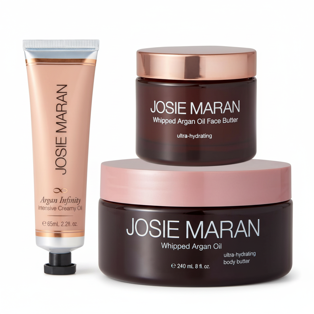 Josie Maran Glow Body Set: Argan Oil Cream, Face Cream & Body Butter