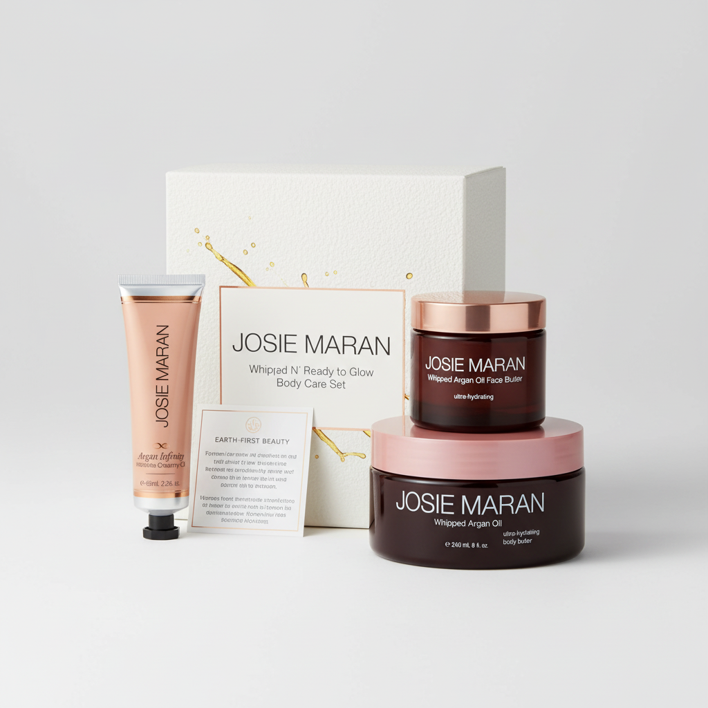 Josie Maran Glow Body Set: Argan Oil Cream, Face Cream & Body Butter