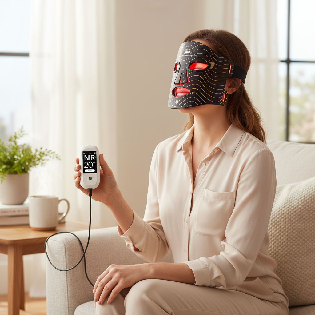 INIA Red Light Therapy Mask - 4 Modes, NIR & LED, Rechargeable