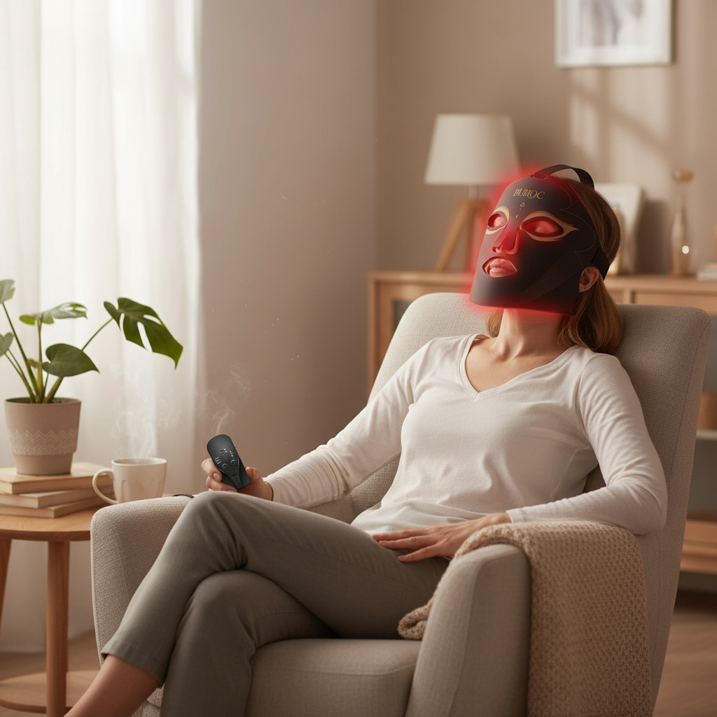 Red Light Therapy Mask, 5-Level LED 630/850nm, Face & Neck