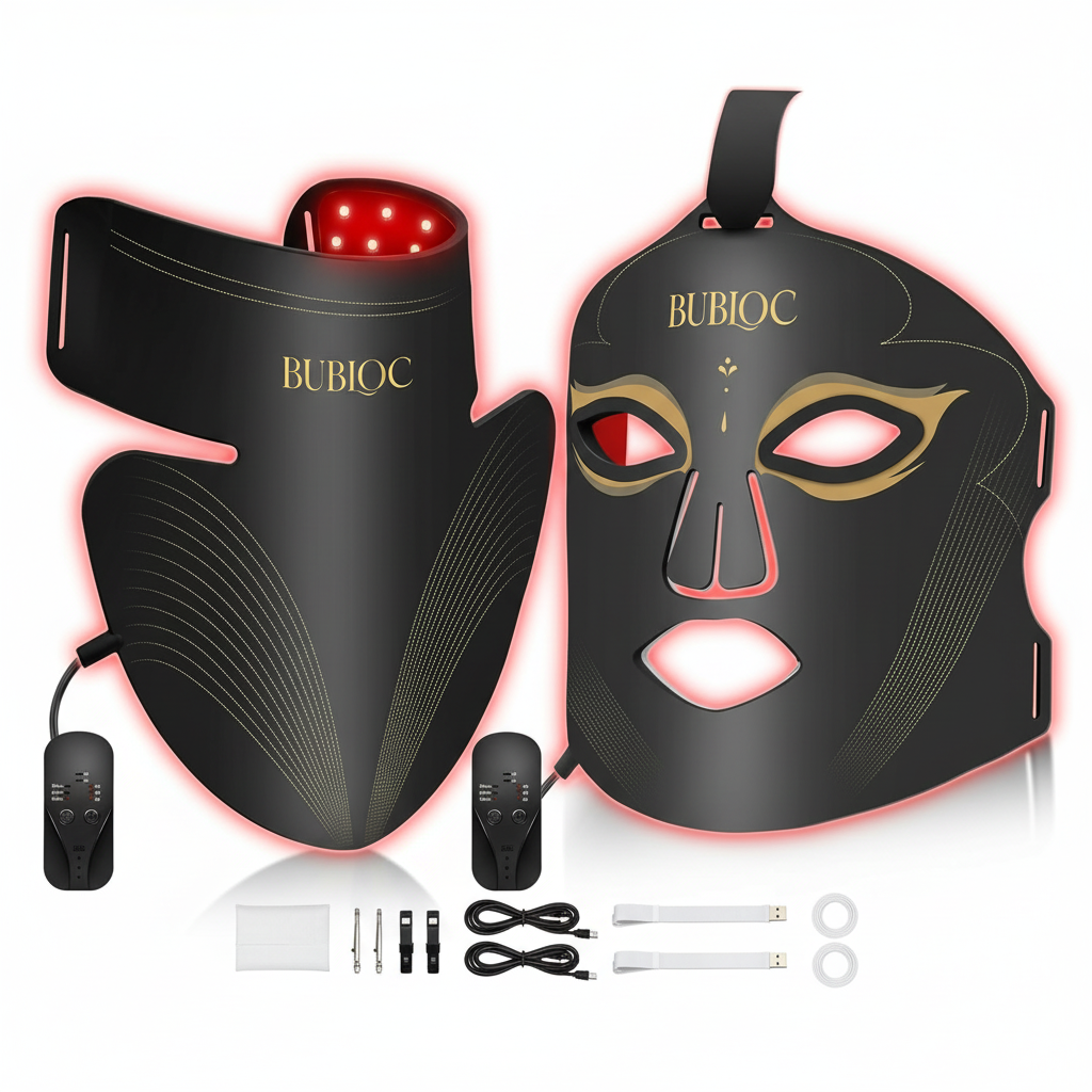 Red Light Therapy Mask, 5-Level LED 630/850nm, Face & Neck
