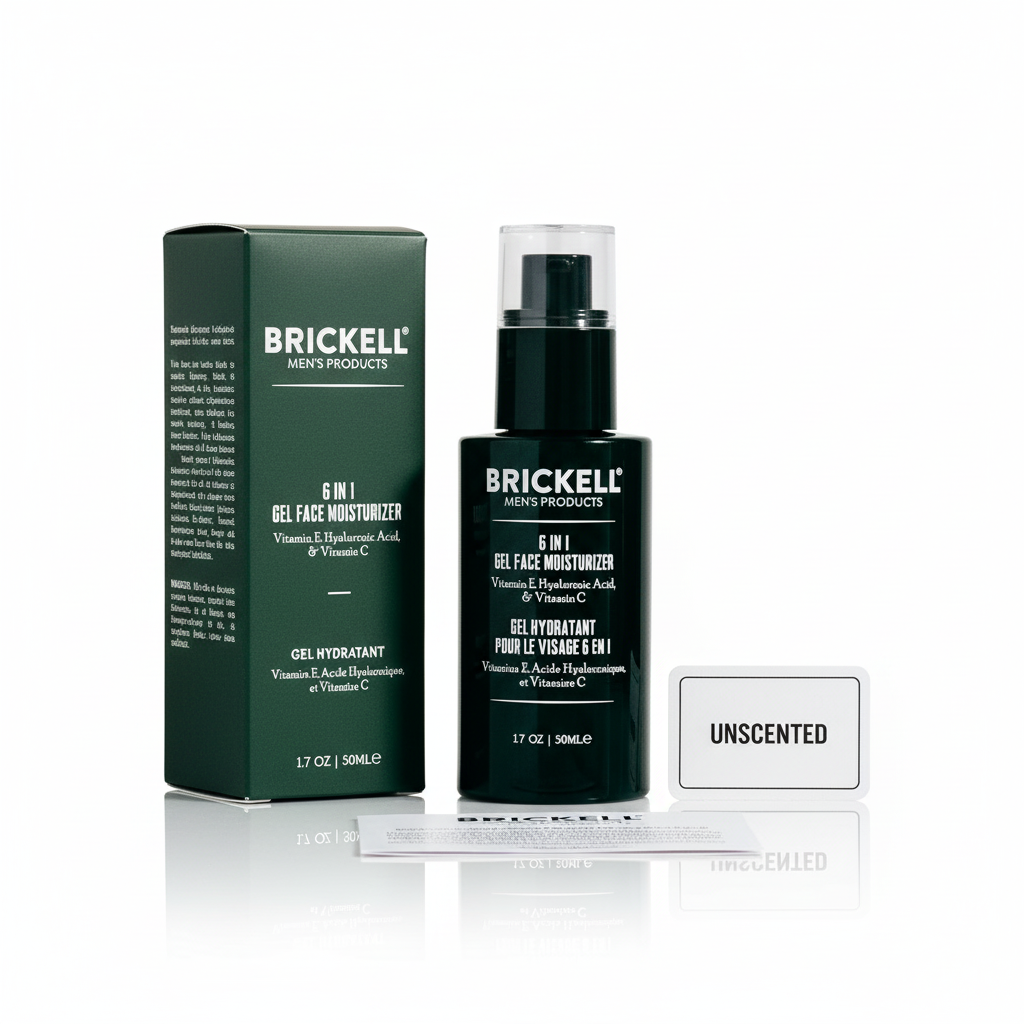 Brickell Men's 6-in-1 Face Moisturizer Gel 1.7oz, Unscented