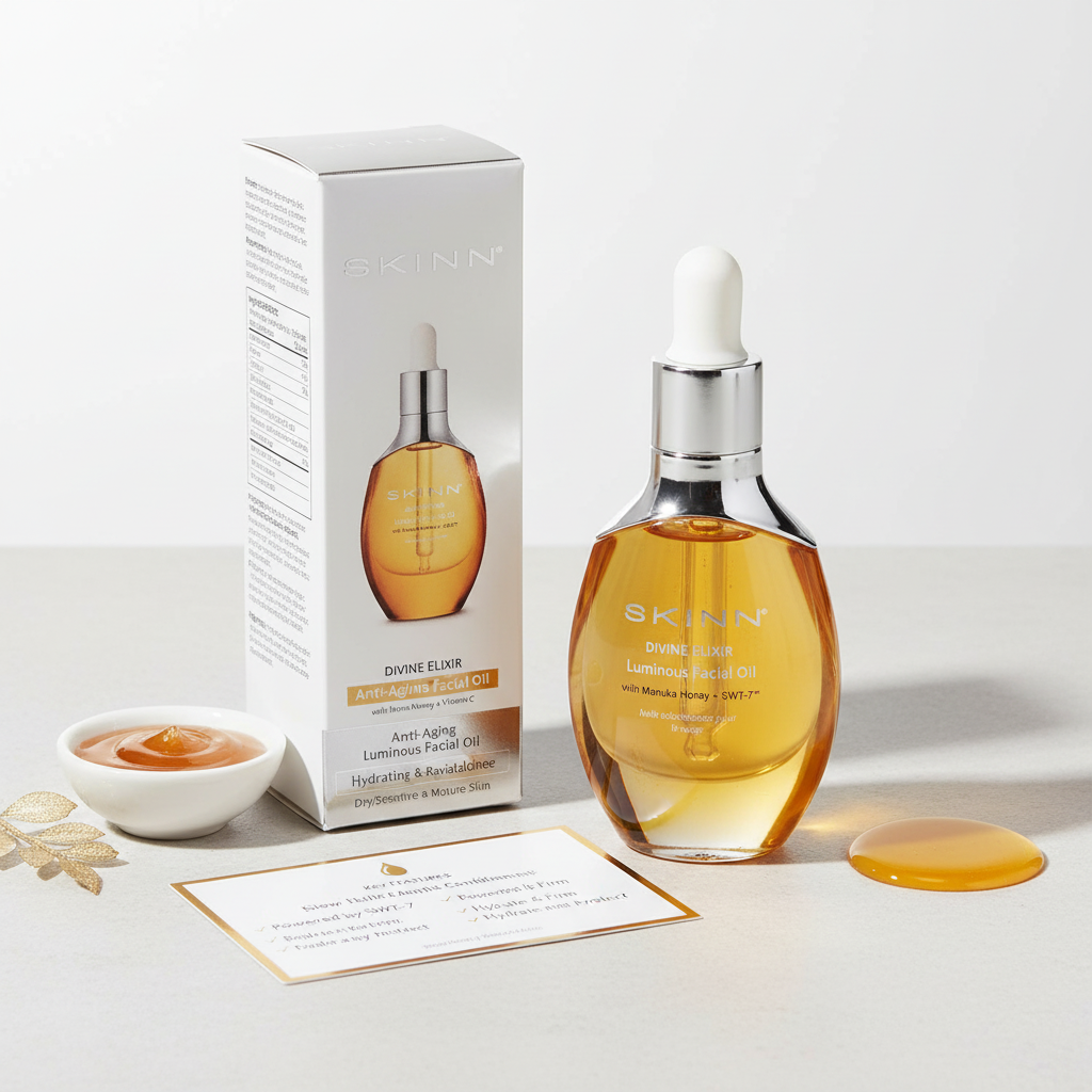 SKINN Face Oil: Anti-Aging, Hydrating - Dry/Sensitive/Mature Skin - Vit C & Manuka