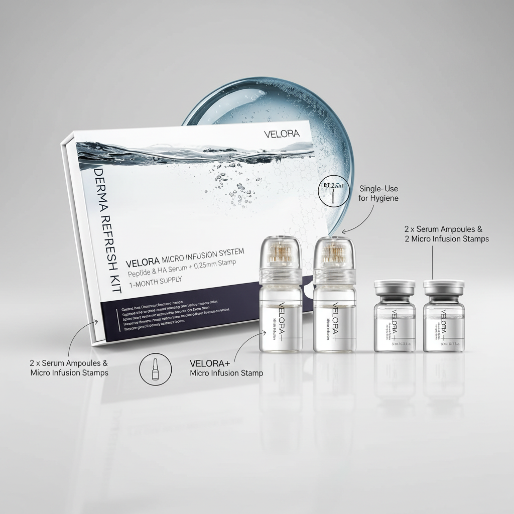 VELORA Micro Infusion Set: Peptide & HA Serum / 0.25mm Stamp / 1-Month